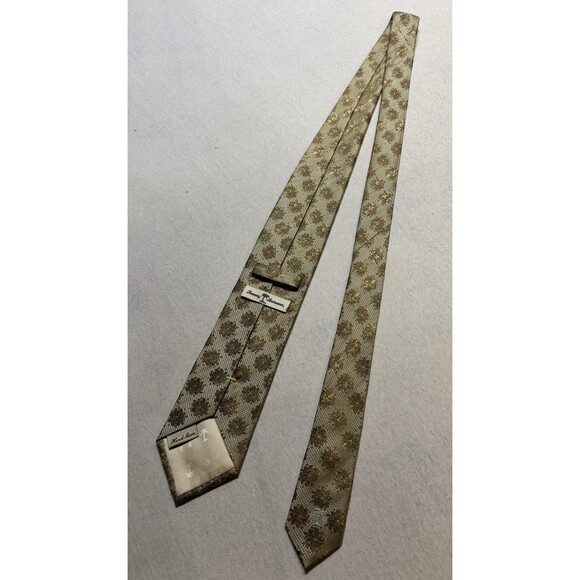 TOMMY BAHAMA Tie Men's 100% Silk Floral Beige Palm Tree Beach Vacation Hand Made - Picture 5 of 7